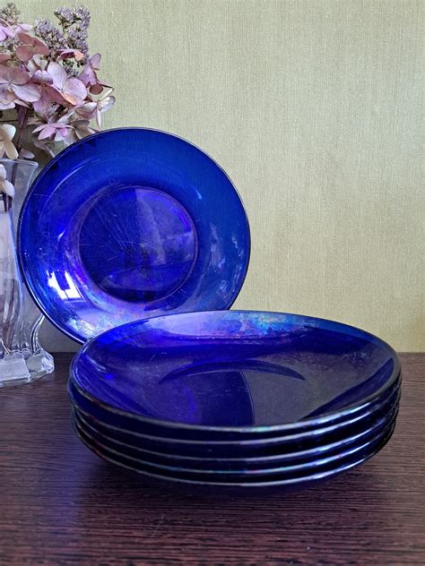 Cobalt Blue Glass Cake Plates Serving Platters Vintage Glass T Idea Blue Glass Blue Home