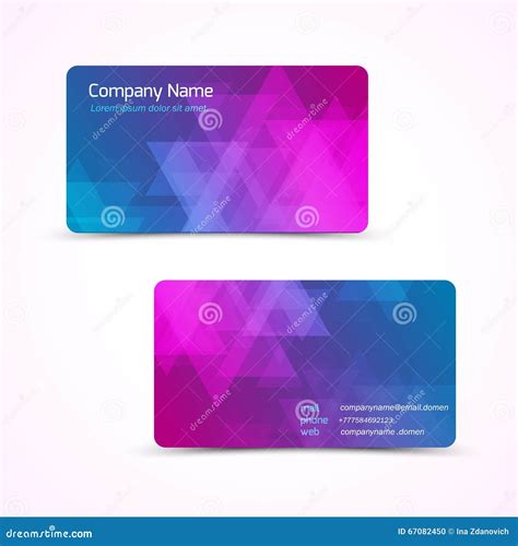 Vector Business Card With Abstract Polygonal Background Stock Vector