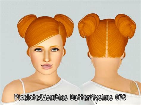 Two Glossy Buns Hairstyle Butterflysims 078 Retextured By Pixelated