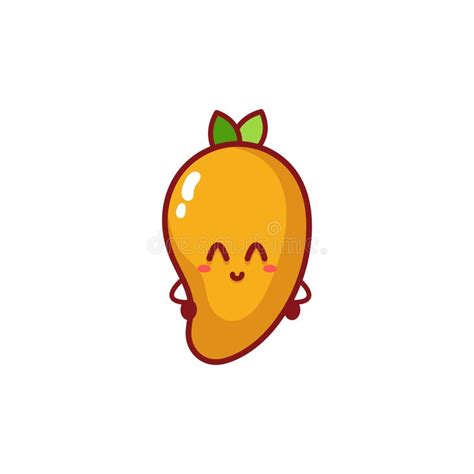 Cute Funny Mango Fruit Set Collection Vector Hand Drawn Cartoon Kawaii