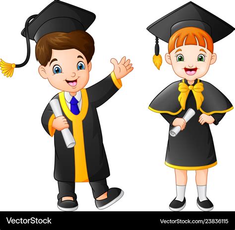 Cartoon Happy Kid In Graduation Costume Royalty Free Vector