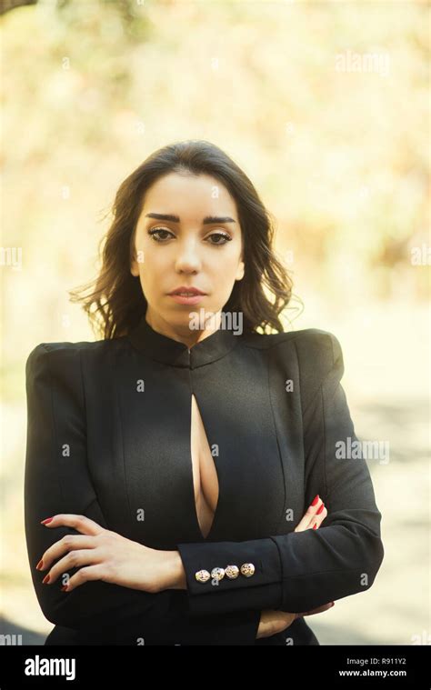 Beautiful Young Woman Arms Folded Stock Photo Alamy