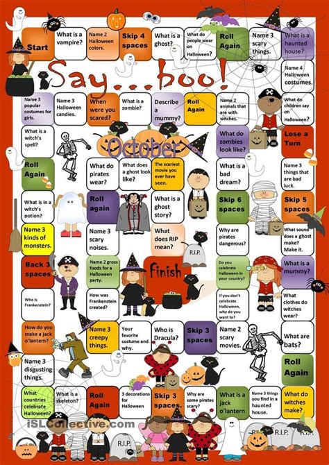 Halloweenboardgame Halloween Worksheets Halloween Vocabulary
