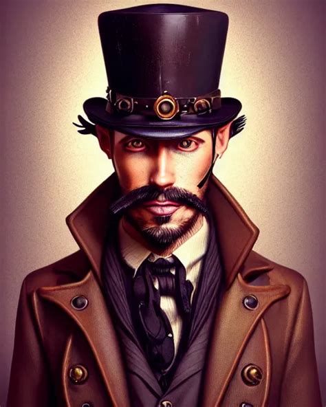 Steampunk Male Portrait Handsome Steampunk Hat Stable Diffusion