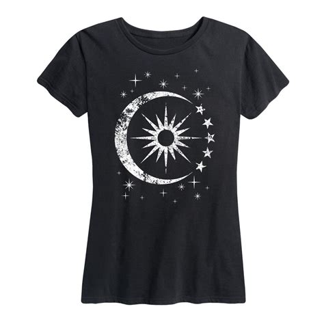 Instant Message™ Celestial Sun Moon Scene Womens Short Sleeve T