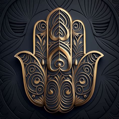 Gold Ornamental Hamsa Hand Hand Of Fatima Amulet Symbol Of