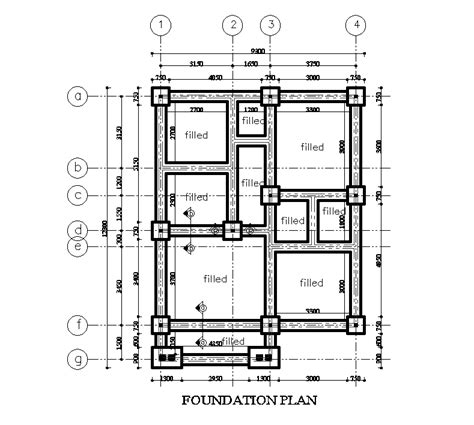 Foundation Plan Of 8x12m Residential House Plan Is Given In This