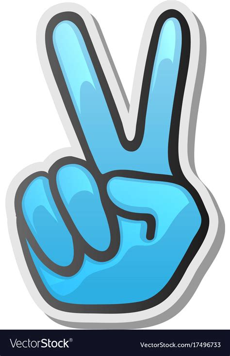 Peace Hand Gesture Sticker Two Fingers Up Vector Image
