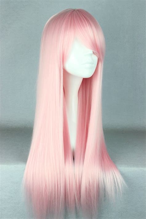 Light Pink Long Straight Wig Pastel Pink Wig Lolita Anime Synthetic