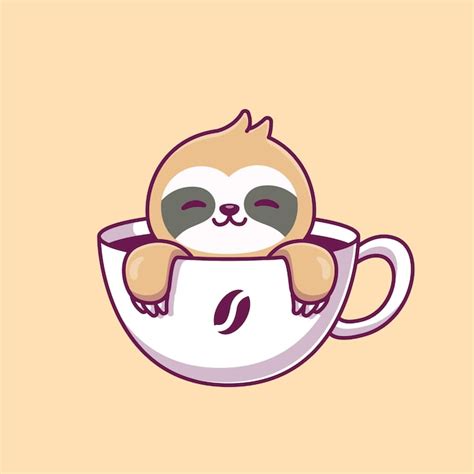 Premium Vector Cute Sloth In The Coffee Cup Cartoon Vector Icon