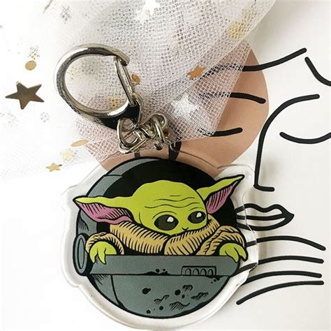 Cute Baby Yoda Keychain Star Wars Merchandise Custom Made Etsy