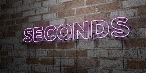 Seconds Glowing Neon Sign On Stonework Wall 3d Rendered Royalty