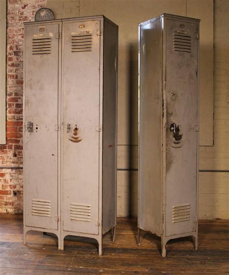 3 x 3 vintage locker basket unit in monochrome natural steel $1,350.00 choose options. Storage Lockers Vintage Industrial Set of Three Metal ...