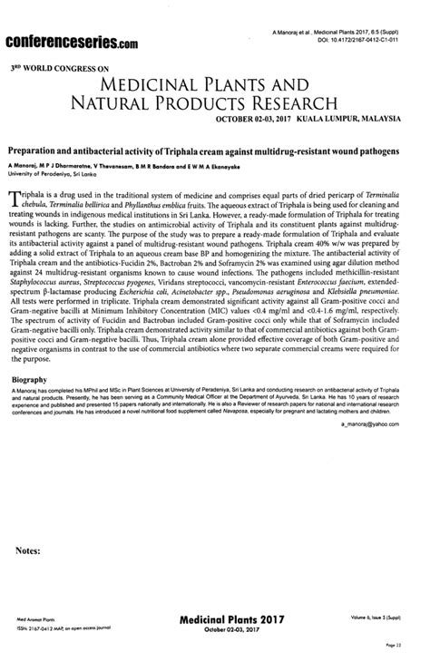 PDF Preparation And Antibacterial Activity Of Triphala Cream Against