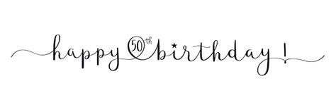 Happy 50th Birthday Black Brush Calligraphy Banner Stock Illustration