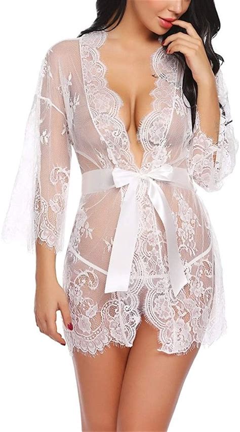 TMEOG Sexy Lingerie Femme Kimono Ouvert Femme Nuisette Transparent