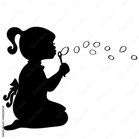 Sitting Girl Blowing Bubbles Stock Vector Adobe Stock