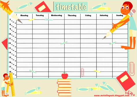 Meinlilapark School Timetable Class Schedule Template Timetable