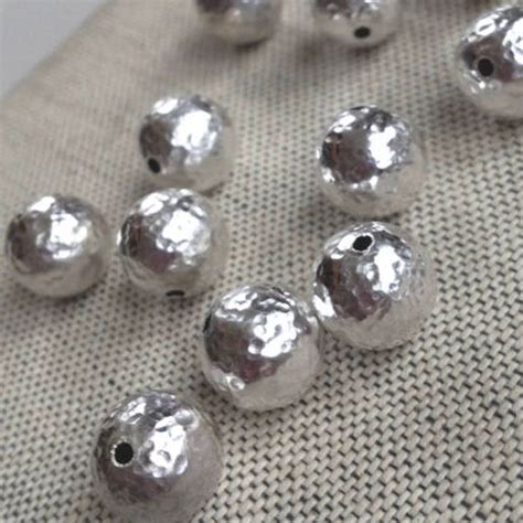12mm Silver Plated 12mm Hammered Bead Hollow Silver Beads Etsy