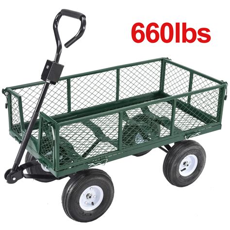 Bn 660lb Heavy Duty Steel Wagon Cart Utility Trailer Yard Garden Dump