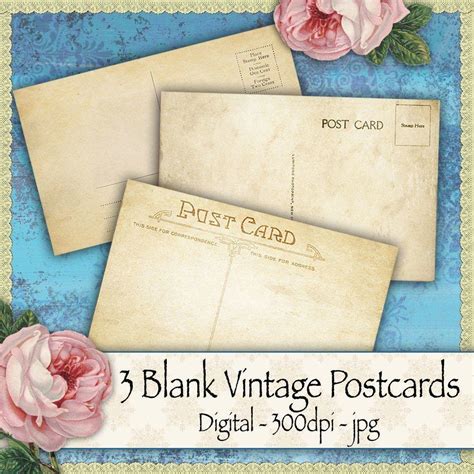 3 Blank Vintage Style Postcards Alanda Online