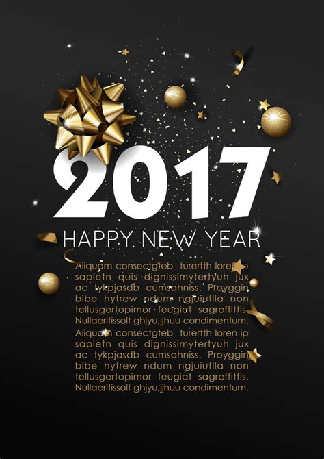 Dark Styles Happy New Year 2017 Poster Template Vector 02 Vector