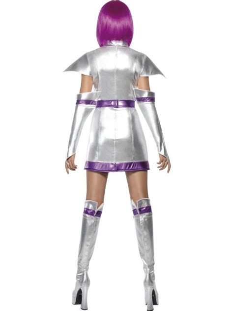 Ladies Fever Space Cadet Costume Sexy Silver Astronaut Sci Fi Fancy Dress Outfit Ebay