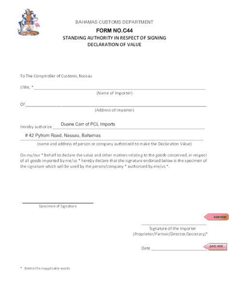 Bahamas C44 Form Fill Out And Sign Online Dochub