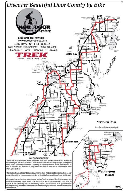 Bike Door County A Great Map By Nor Dor Cyclery They Are A Wonderful
