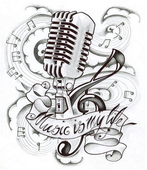 Music Is My Life Microphone Music Coloring Sheet Music Tattoos