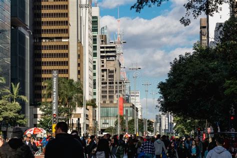 Clear Afternoon At The Paulista Avenue In Sao Paulo Brazil Editorial
