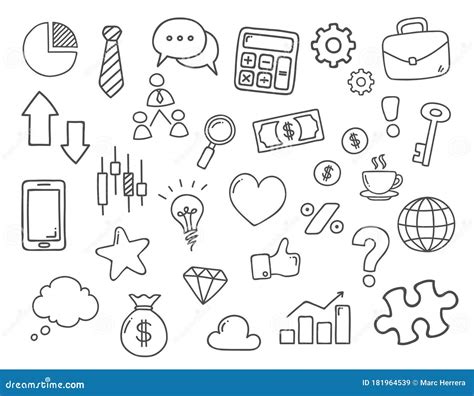 Hand Drawn Business Doodle Icons Stock Vector Illustration Of Finance