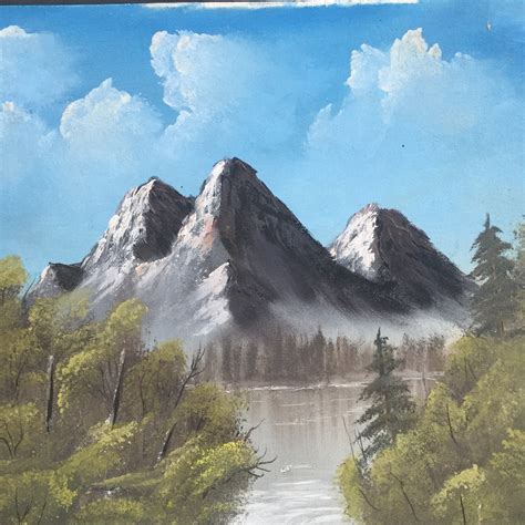 Vintage Original Landscape Painting, Vintage Original Mountain Painting ...
