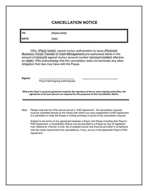 Cancellation Notice Form ≡ Fill Out Printable Pdf Forms Online