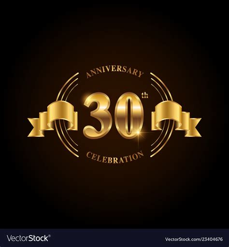 30 Years Anniversary Celebration Logotype Golden Vector Image