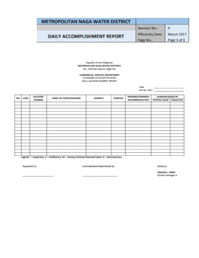 Free 4 Daily Accomplishment Report Samples In Pdf Doc