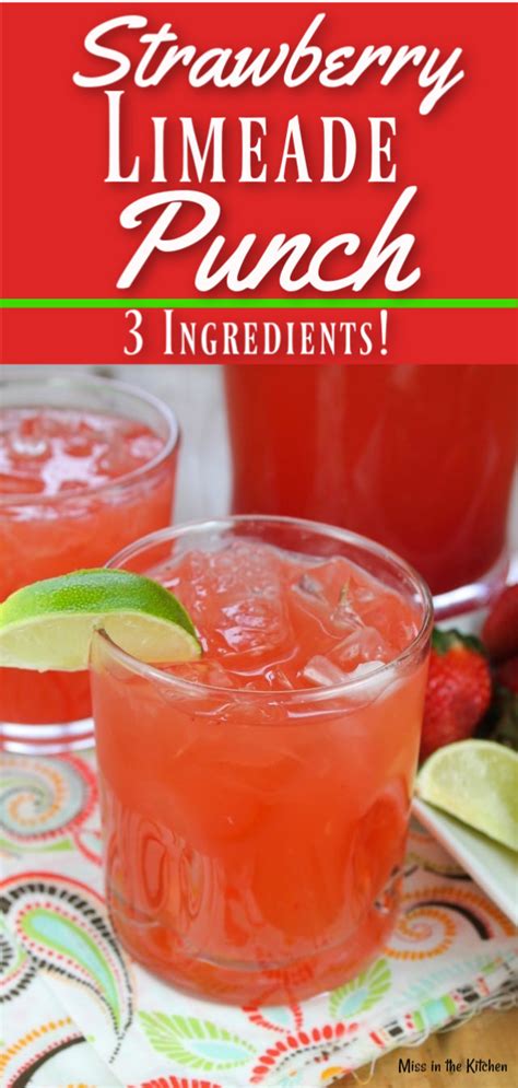Easy Strawberry Limeade Punch Miss In The Kitchen