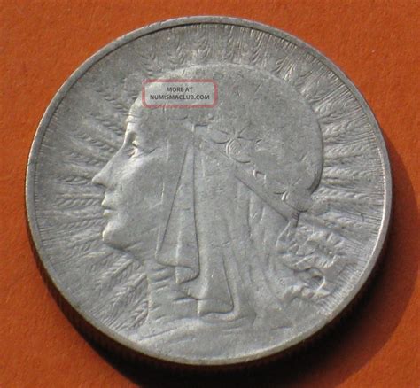 Old Silver Coin Of Poland 5 Zloty 1934 Jadwiga Ag E