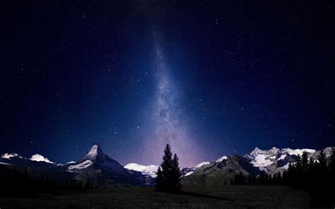 Beautiful Night Sky Mountain Scenery Wallpaper 2560x1600