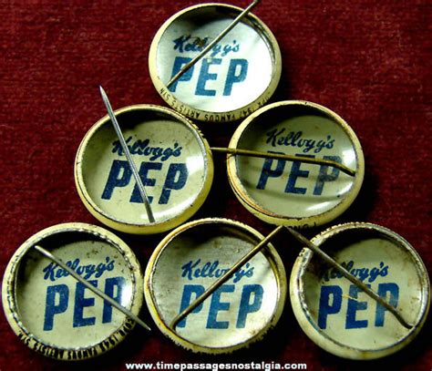 6 1940s Kelloggs Pep Cereal Prize Comic Character Pin Back Buttons Tpnc