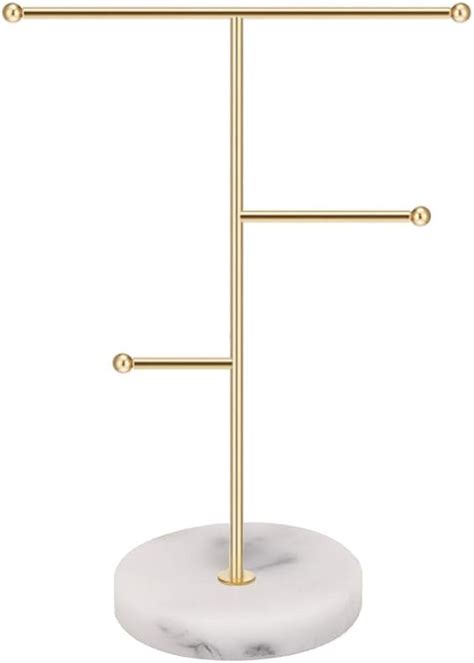 Jewelry Organizersolid Marble Gold T Bar Necklace Display Stand