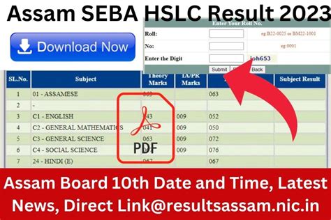 Assam SEBA HSLC Result 2023 Assam Board 10th Date And Time Latest