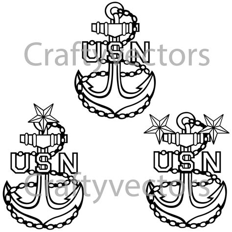 Navy Petty Officer Anchor Insignia Vector File Etsy Navy Petty