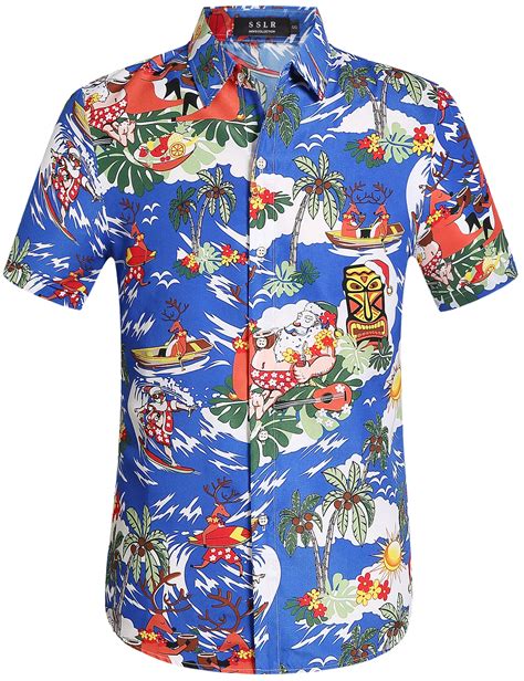SSLR Mens Santa Claus Party Tropical Ugly Hawaiian Christmas Shirts Walmart Com