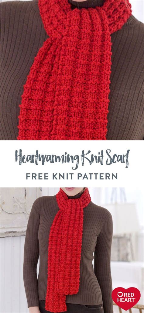 Red Heart Heartwarming Knit Scarf Yarnspirations Red Scarf Knit
