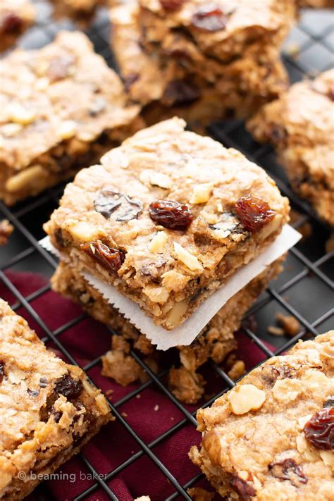 Blend the dates, soy milk and vanilla together in the blender until dates are pulverized, pour into bowl with the dry mixture and stir well. Vegan Gluten Free Oatmeal Raisin Cookie Bars Recipe - Easy ...