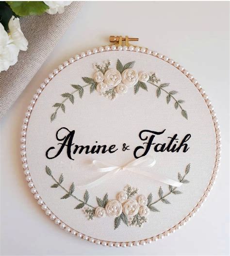 Custom Embroidery Hoops With Printed Name Dates For All Etsy
