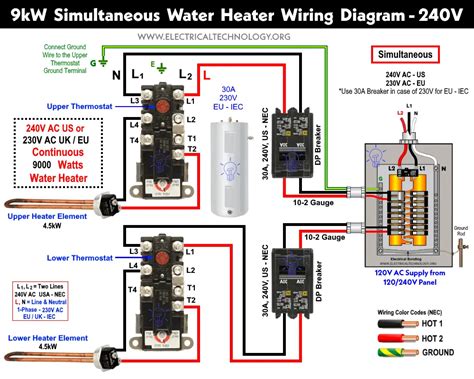 How To Wire 240V 230V Simultaneous Water Heater Thermostat