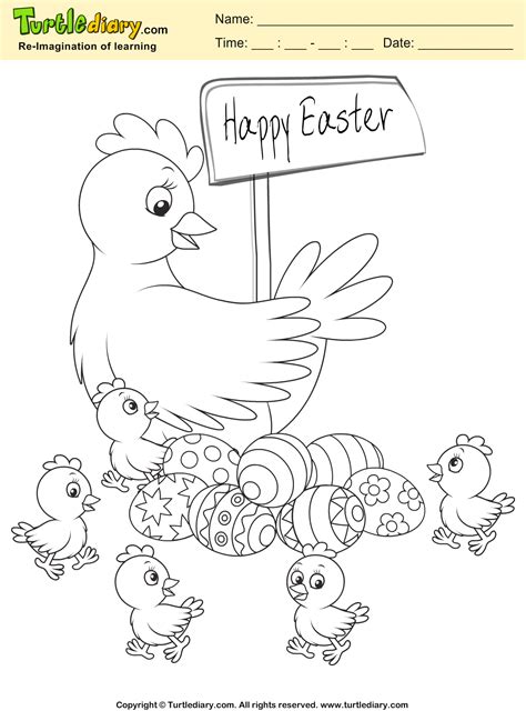 Easter Chicken Coloring Sheet | Turtle Diary
