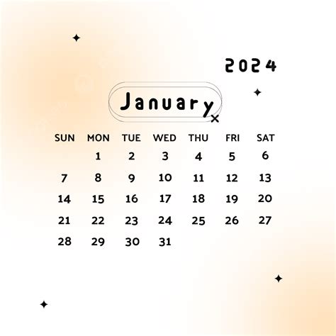 Ocak Takvimi Aylık Vektör şablonu Ocak Takvim Estetik